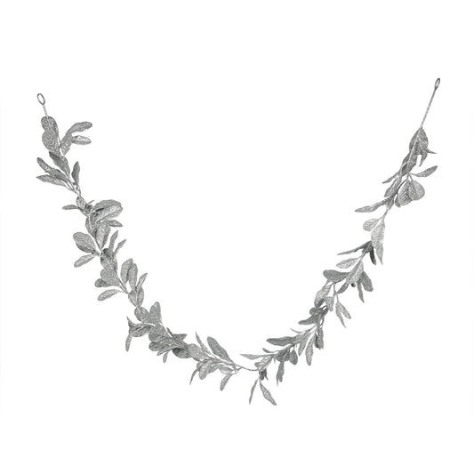 Silver Glitter Leaf Garland (L173cm) - citiplants.com