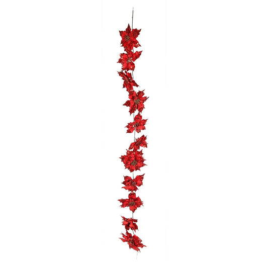 Red Poinsettia Garland (L183cm) - citiplants.com