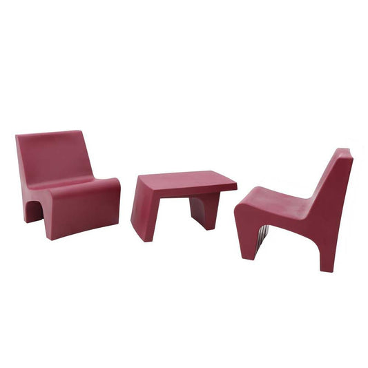 3 Pcs. Berta Lounge Set Burgundy - citiplants.com