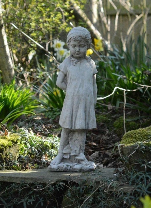 Stunning Statue of Little Girl Hiding the Rose - citiplants.com