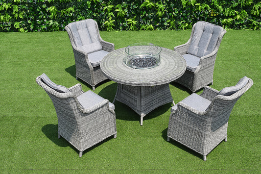 Grey Gala Firepit Quartet Dining Set - citiplants.com