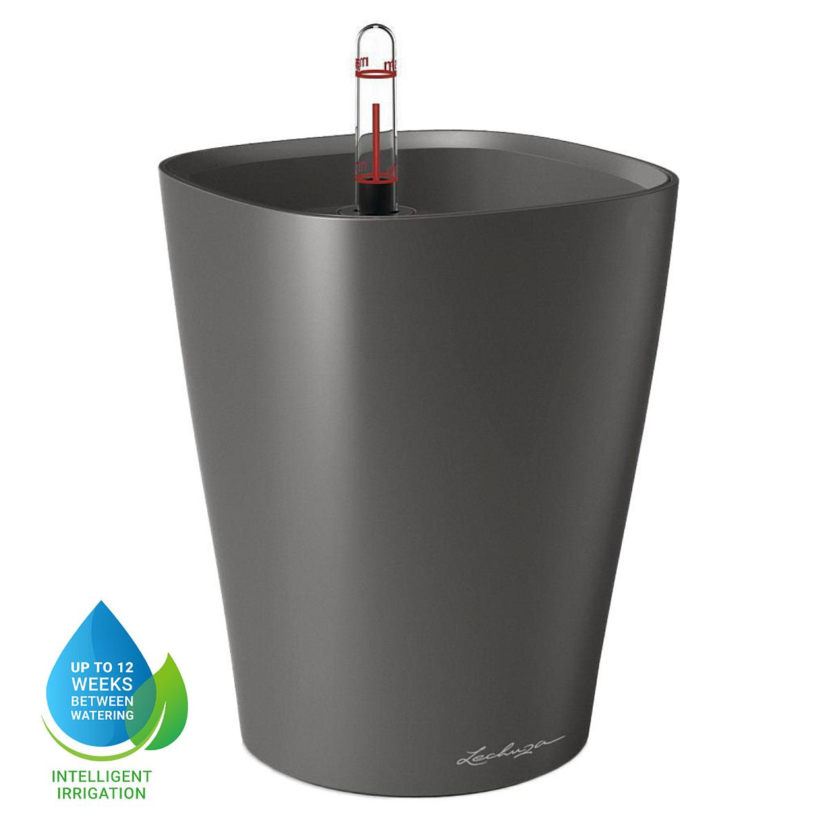 LECHUZA MINI DELTINI Metallic Poly Resin Table Self-watering Planter with Substrate and Water Level Indicator - citiplants.com