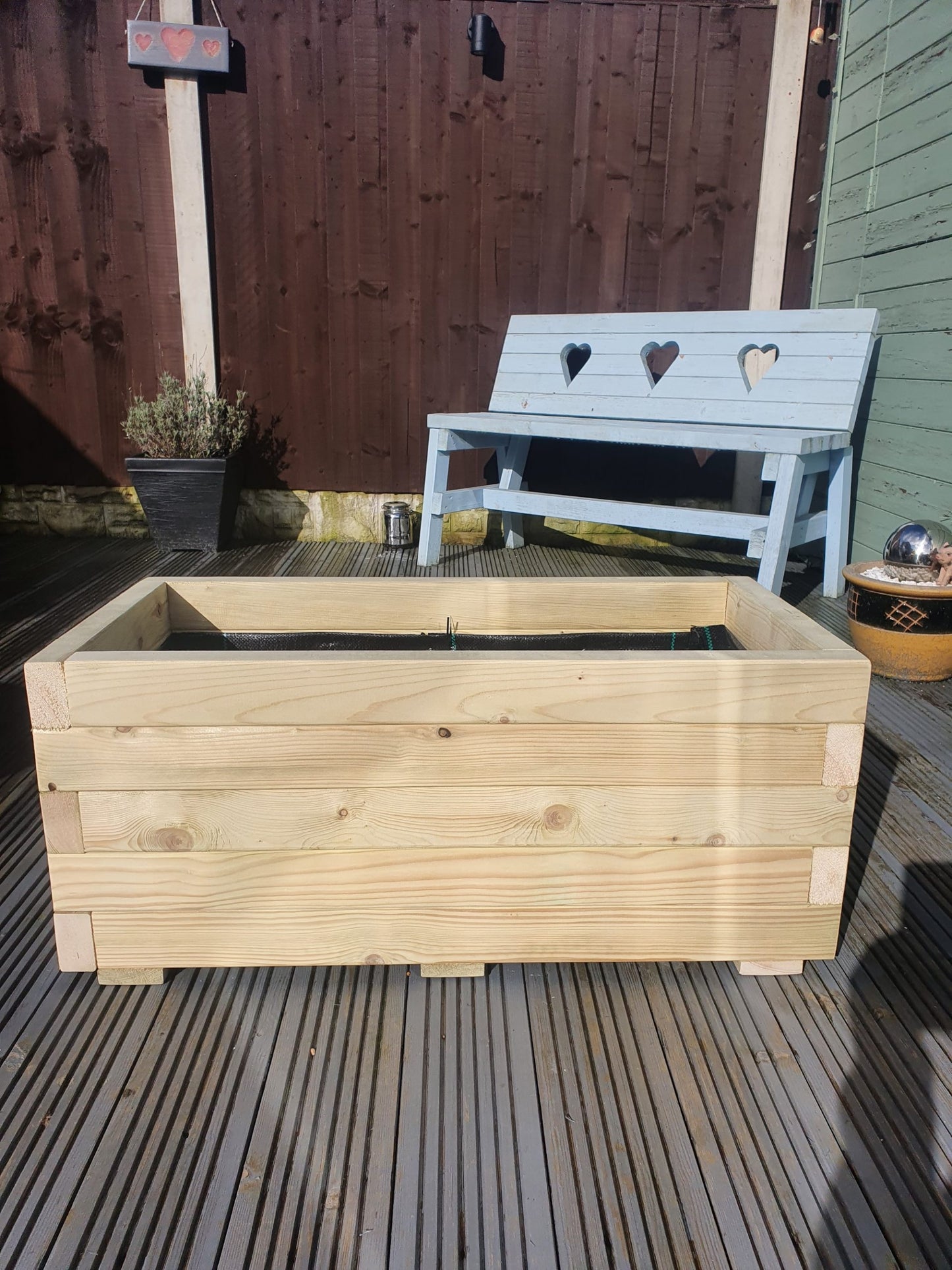 100Cm X 40Cm Rectangle Wooden Treated Garden Planter Plant Pot - Different Heights - citiplants.com