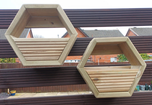 Wall Mounted Hexagon Wooden Garden Decking Planters For Plants, Herbs, Bedding Plants And Flowers - citiplants.com
