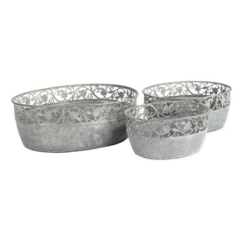 Low Oval Bowl with Lattice (Set of 3) - citiplants.com