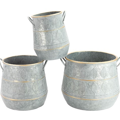 Leaf Pot with Gold Accents (Set of 3) - citiplants.com