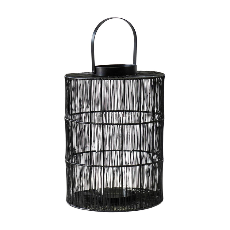 Portofino Wirework Lantern with Glass Insert Black - citiplants.com