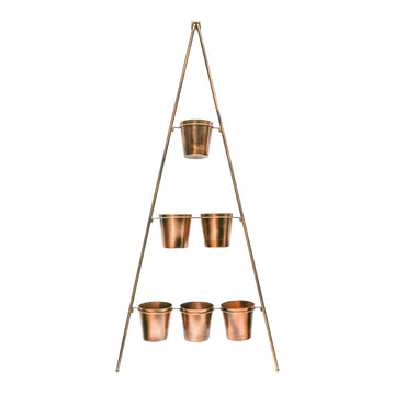 Outdoor Vertical Gold Metal Wall Plant Stand with Planters - citiplants.com