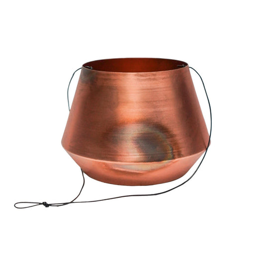 Indoor Soho Aged Copper Hanging Planter with Leather Strap - citiplants.com