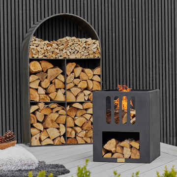 Archway Sculptural Log Storage Natural Black - citiplants.com