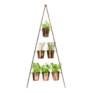 Outdoor Vertical Gold Metal Wall Plant Stand with Planters - citiplants.com