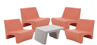 5 Pcs. Berta Lounge Set Orange/Grey - citiplants.com