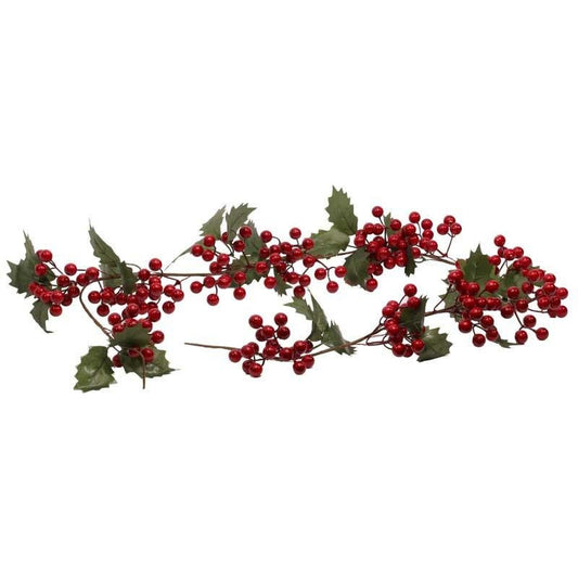 1.4m Red Berry Garland with Leaves - citiplants.com