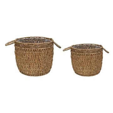 Seagrass Lined Basket Natural Set of 2 - citiplants.com