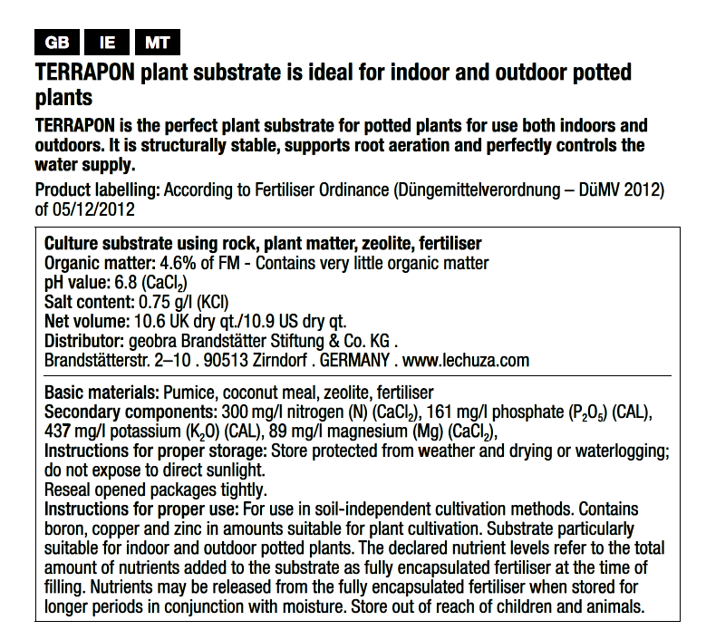 LECHUZA TERRAPON Peat-Free Soil for Outdoor Plants Perlite Potting Compost - citiplants.com