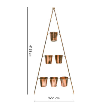 Outdoor Vertical Gold Metal Wall Plant Stand with Planters - citiplants.com