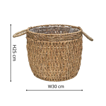 Seagrass Lined Basket Natural Set of 2 - citiplants.com