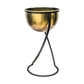 Indoor Kensington Brass Metal Round Planter on Stand - citiplants.com