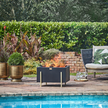 Outdoor Orion Firebowl in Matt Black/Antique Gold - citiplants.com