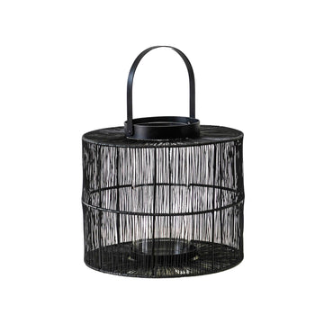 Portofino Wirework Lantern with Glass Insert Black - citiplants.com