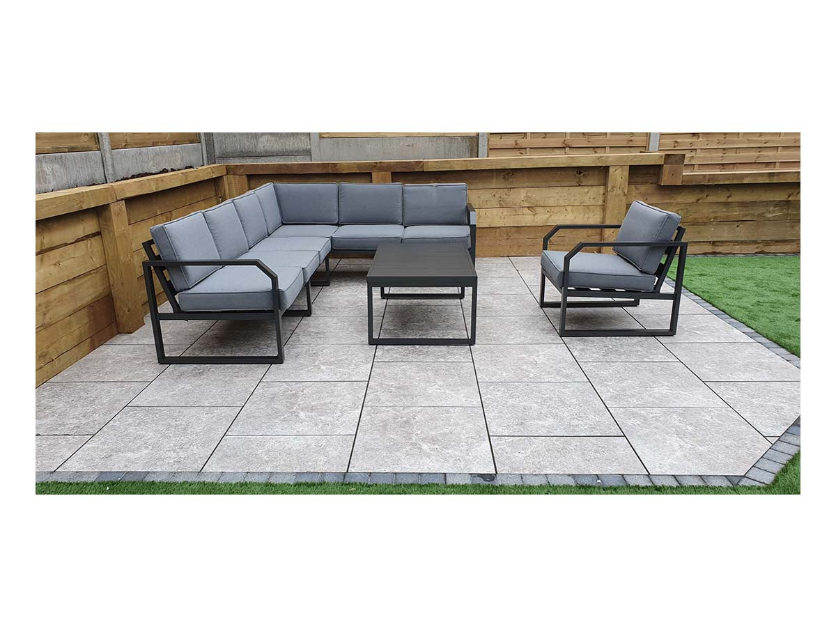 Contemporary Grey Aluminium Corner Sofa Set - citiplants.com