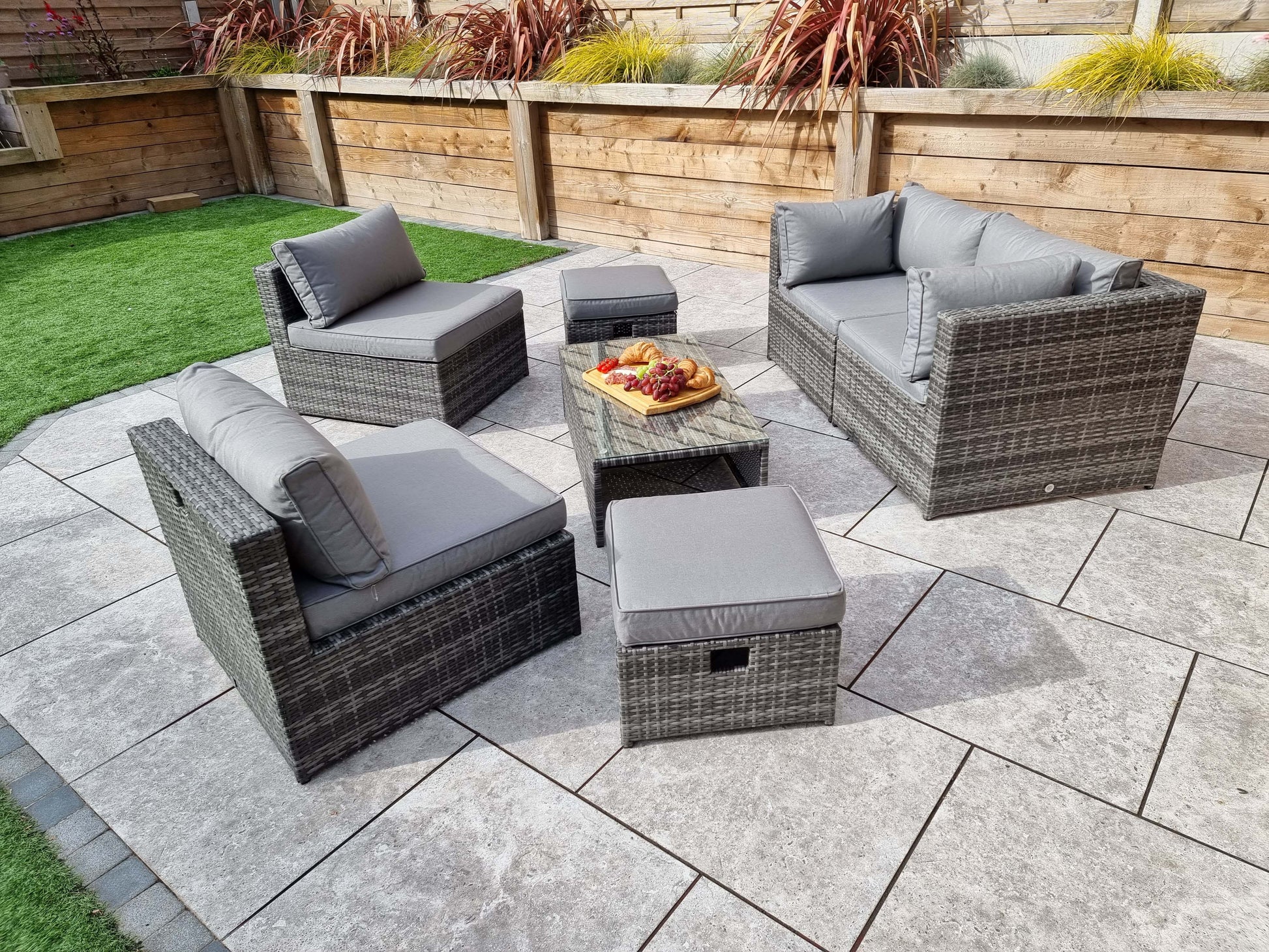 Chelsea Modular Sofa with Storage Arms in 8mm Mixed Grey Weave - citiplants.com