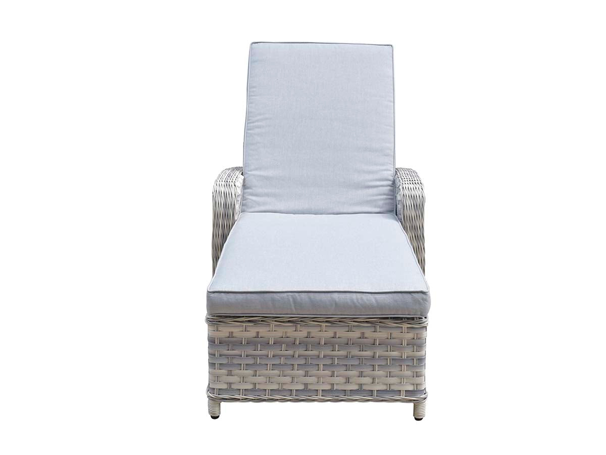 Silver Grey Wicker Sun Lounger with Pale Grey Cushions - citiplants.com