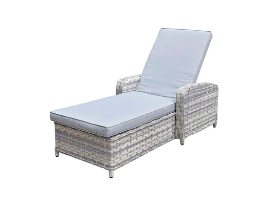 Silver Grey Wicker Sun Lounger with Pale Grey Cushions - citiplants.com