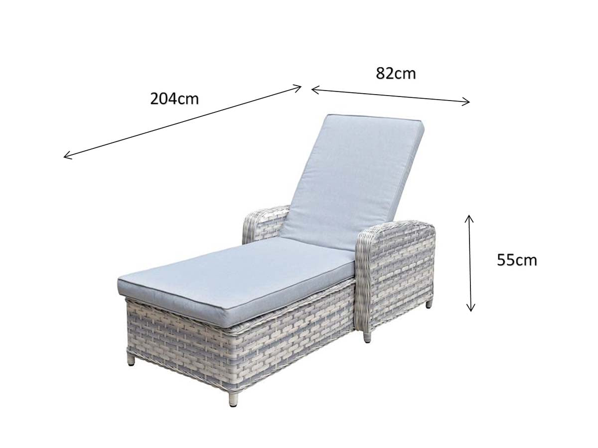 Silver Grey Wicker Sun Lounger with Pale Grey Cushions - citiplants.com