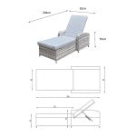 Silver Grey Wicker Sun Lounger with Pale Grey Cushions - citiplants.com