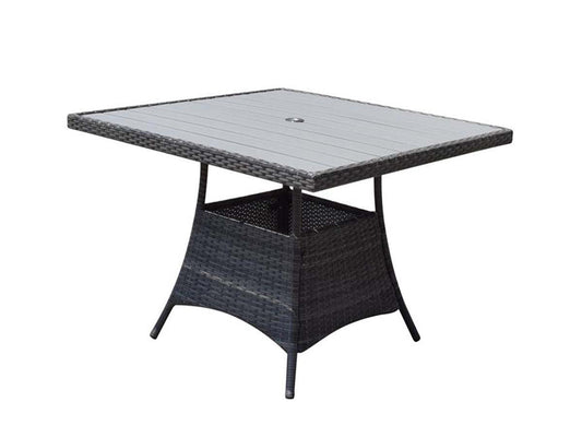 Emily Square Table in 8mm Flat Grey Weave with Polywood Top - citiplants.com