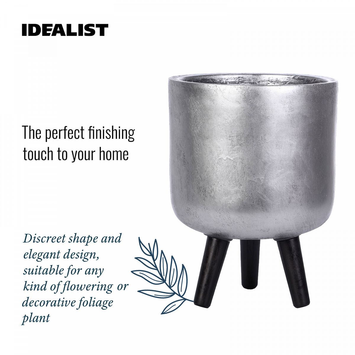 IDEALIST Lite Concrete Effect Round Planter on Legs, Round Pot Plant Stand Indoor