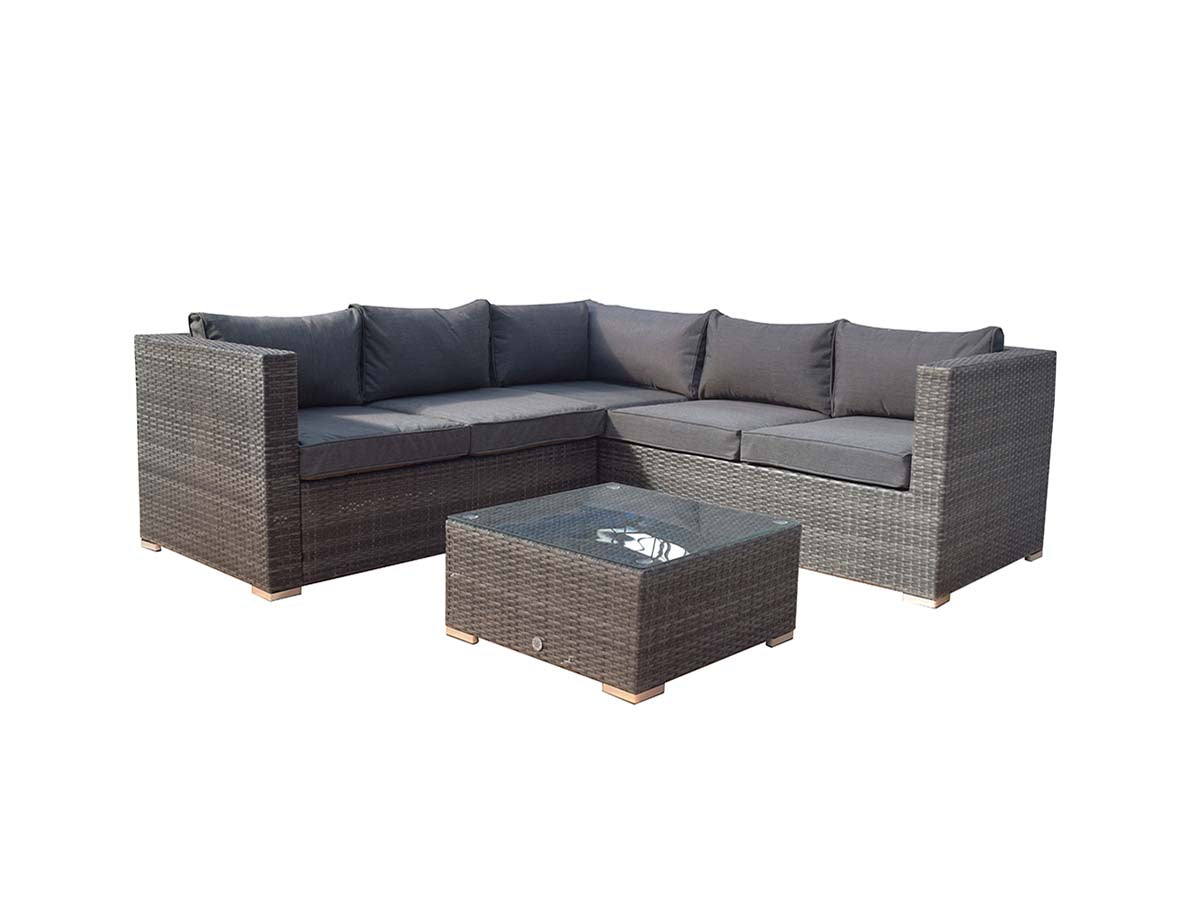 Compact Corner Sofa Set with Coffee Table in Mixed Grey - citiplants.com