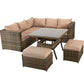 Compact Corner Dining Set with Benches in Mixed Brown - citiplants.com