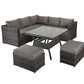 Compact Corner Dining Set with Benches in Mixed Grey - citiplants.com