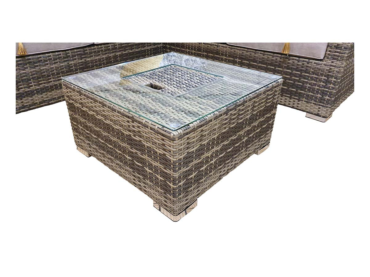 Georgia Corner Sofa with Ice Bucket in Coffee Table - 8mm Flat Brown/Nature Weave - citiplants.com