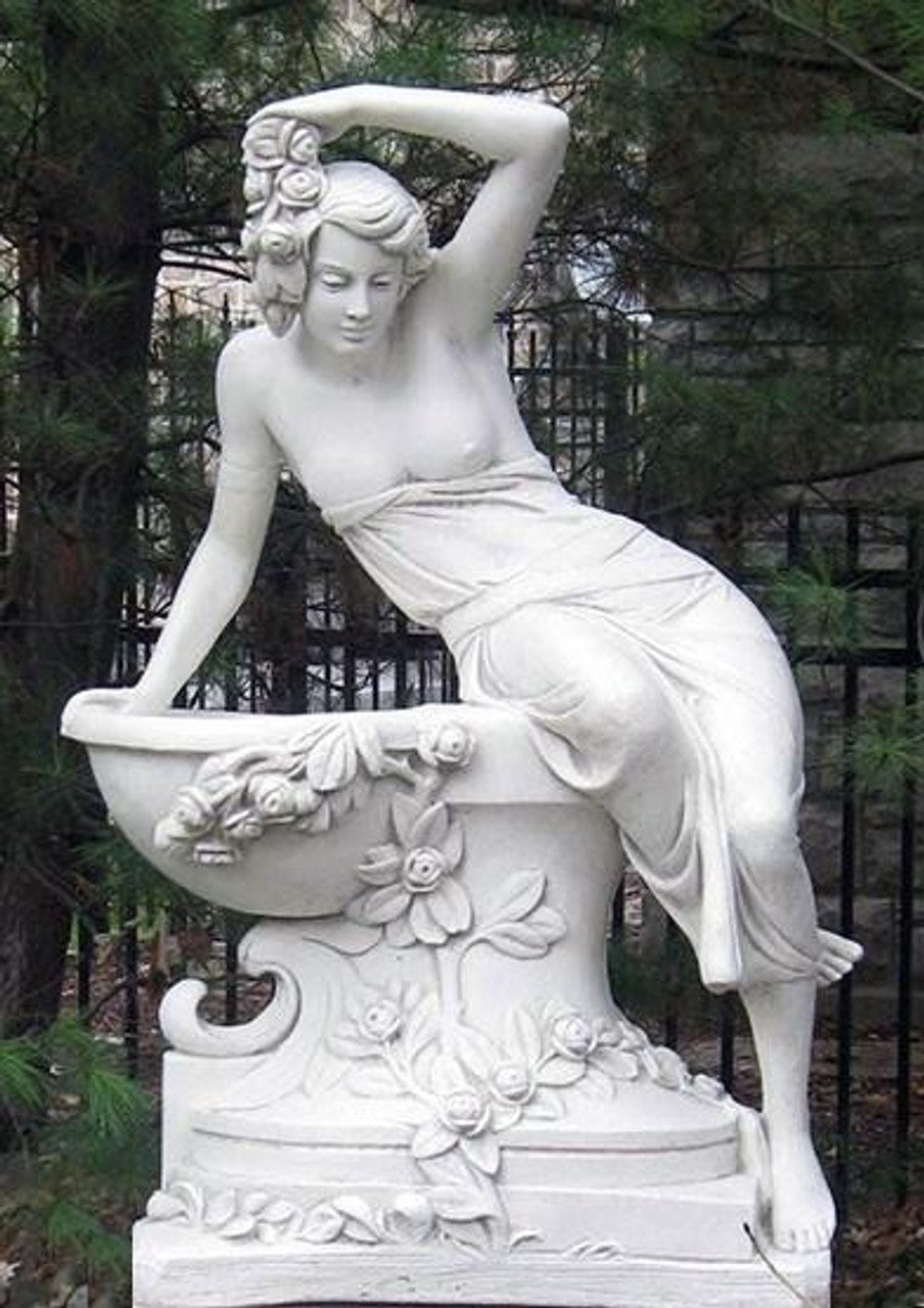 Giant Greek Bathing Lady with Flowers Water Feature - citiplants.com