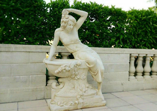 Giant Greek Bathing Lady with Flowers Water Feature - citiplants.com