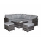 Three-Weave Grey Corner Sofa Set with Lift Table & 2 Ottomans - citiplants.com