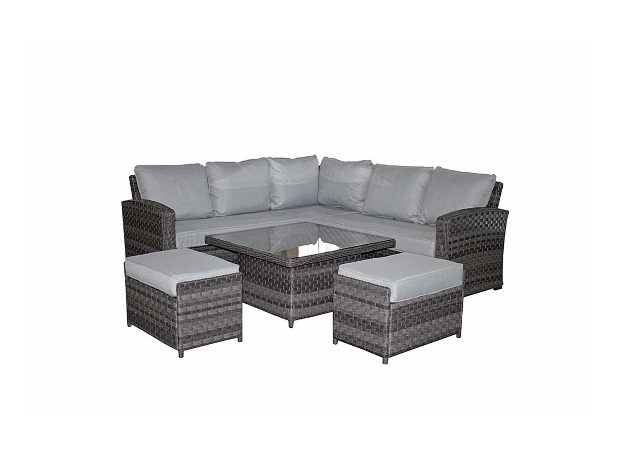 Three-Weave Grey Corner Sofa Set with Lift Table & 2 Ottomans - citiplants.com