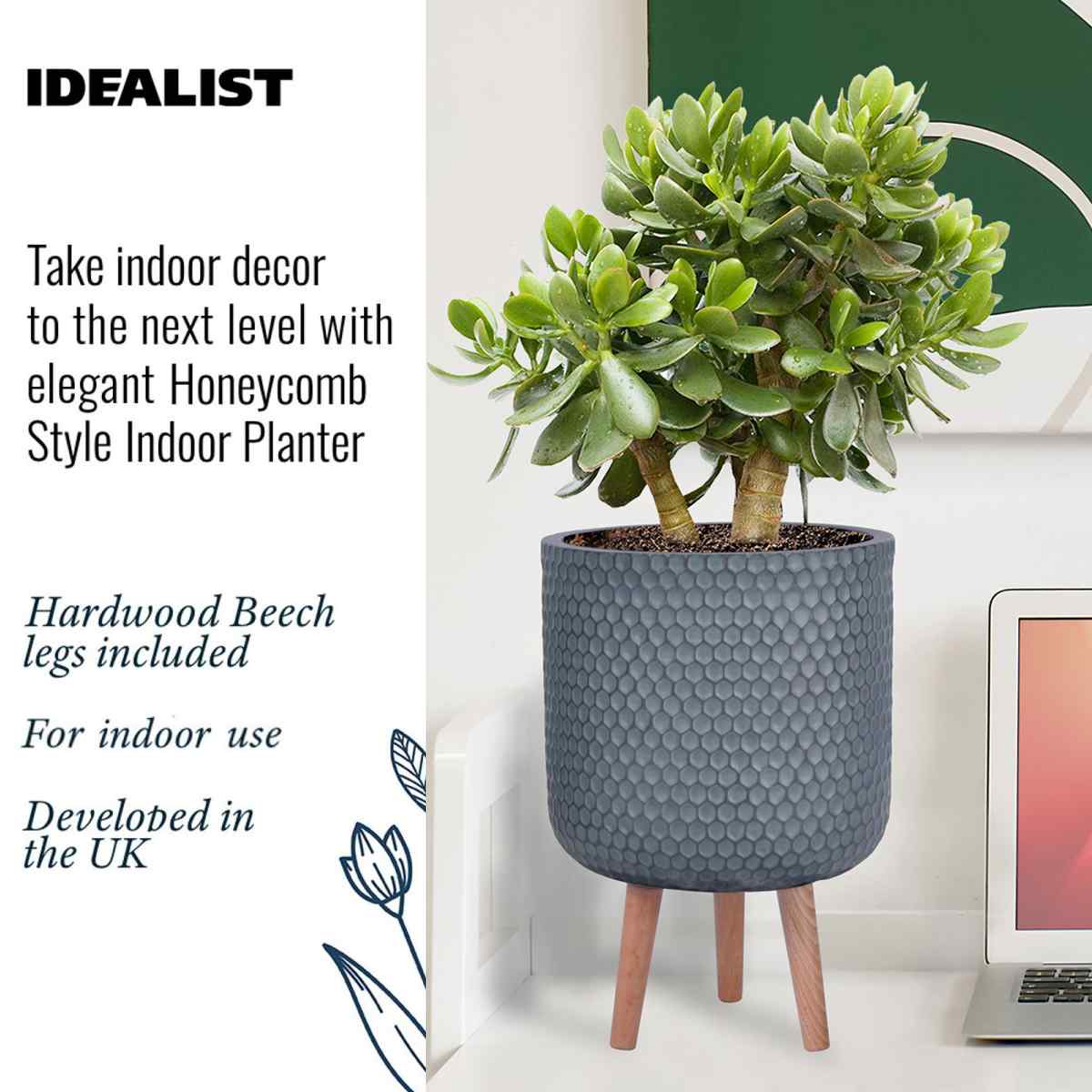 IDEALIST Lite Honeycomb Style Cylinder Planter on Legs