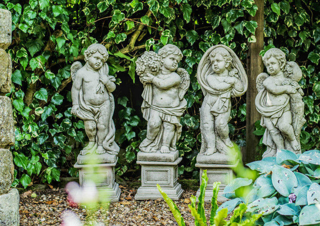 Large Cherubs Statue 'Four Seasons' with Square Plinths - citiplants.com