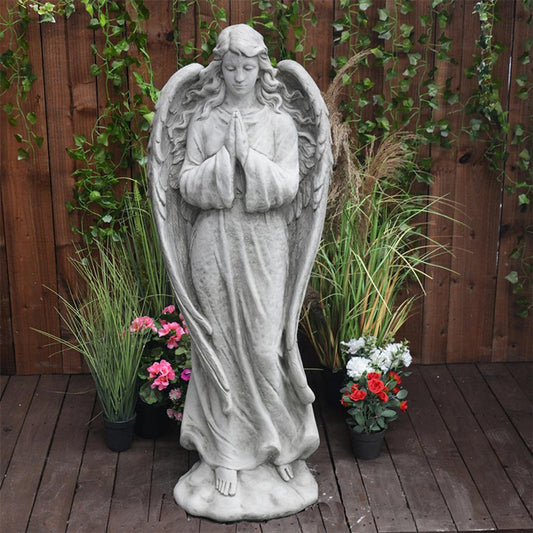 Large Stone Cast Praying Angel Memorial Statue - citiplants.com