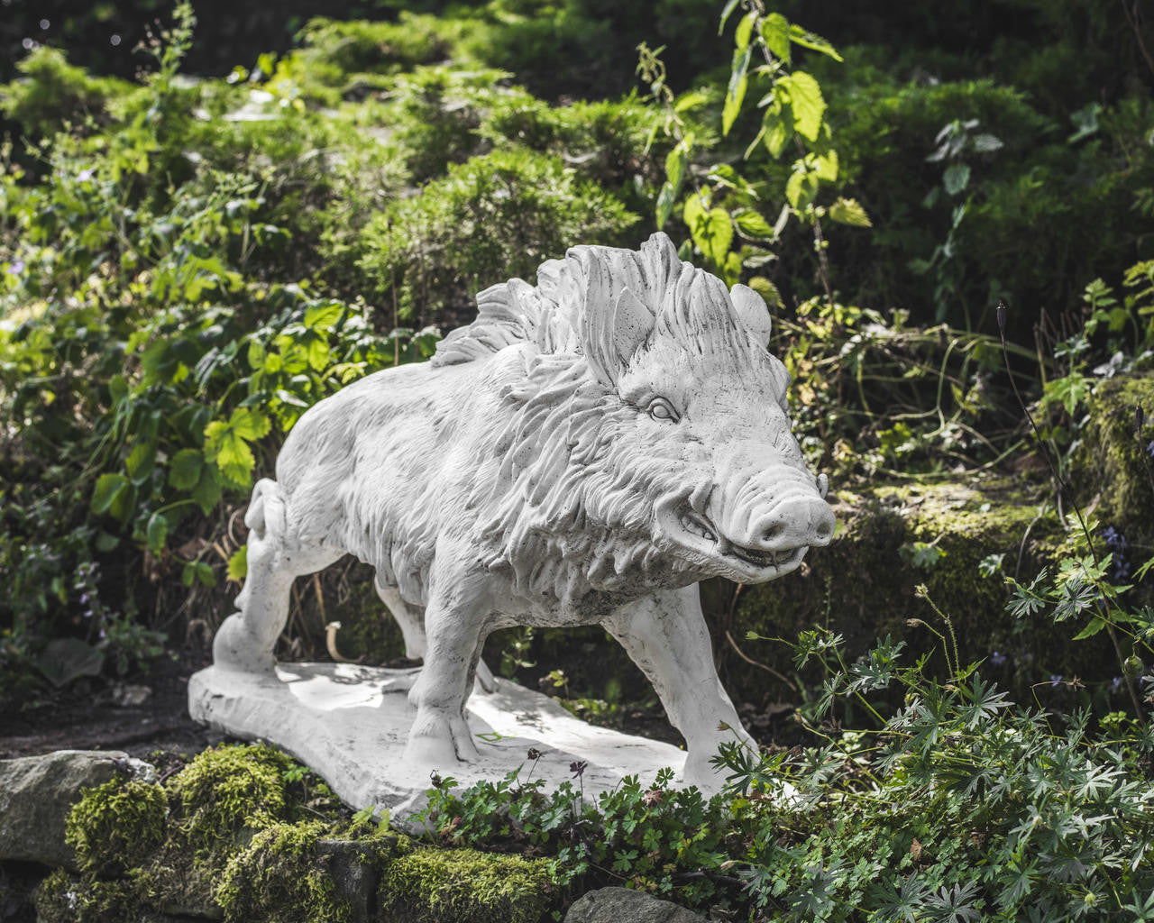 Large wild boar stone statue - citiplants.com