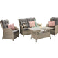 Four-Seat Wicker Sofa Set with Supper Table in Creamy Grey - citiplants.com