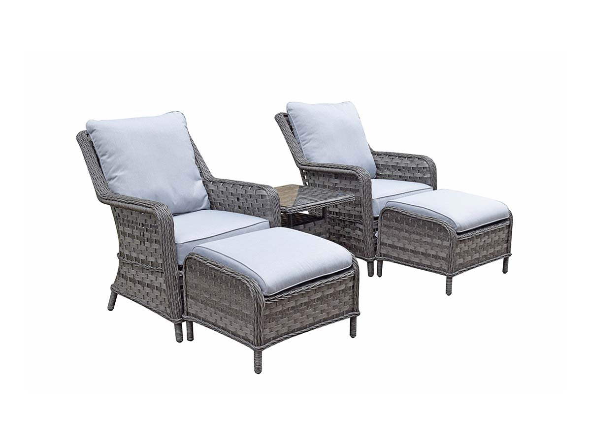 Five-Piece Lounge Set in Multi Grey Wicker with Pale Grey Cushions - citiplants.com