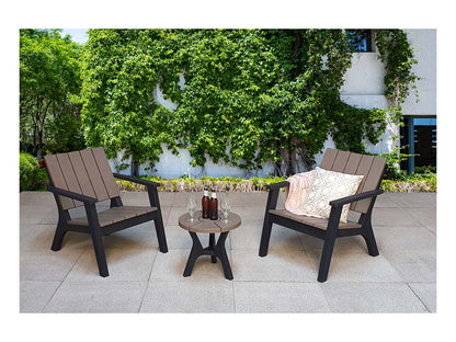 Polly 2-Seat Set in Two-Tone Black & Grey Moulded Plastic - citiplants.com