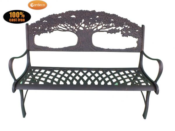 100% cast iron bench with tree - citiplants.com