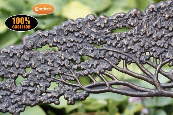 100% cast iron bench with tree - citiplants.com