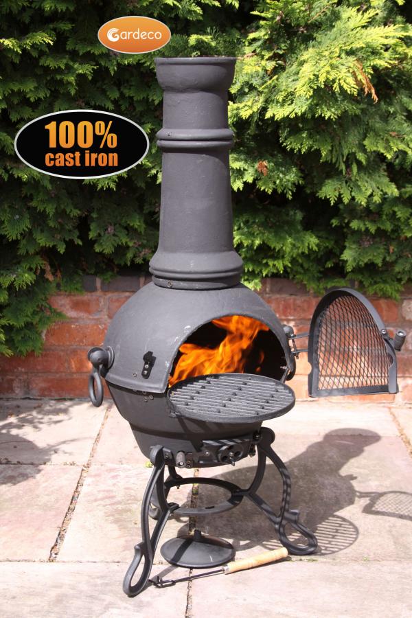 Toledo Large Cast Iron Chimenea in Black - citiplants.com